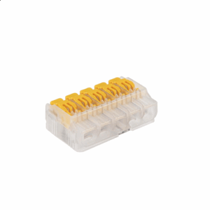 BLM-Connecteur-leviers-jaune-5-entrées-0,2-4-mm²-32A-450V-EASY-CONNEX-raccordement-rapide-sans-outils-corps-transparent-40-pièces