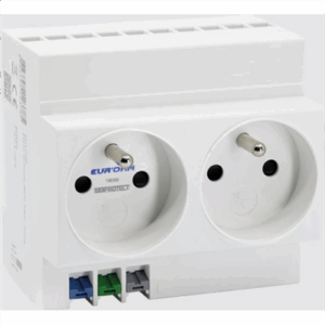 Eur'Ohm-prise-modulaire-2P+T-16A-rail-DIN-tableau-électrique-alimentation-sécurisée-habitat-tertiaire-équipement-norme-NF