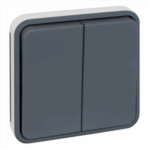EUR'OHM Oxxo - Double bouton poussoir composable gris ip55 - 60825