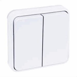 EUR'OHM Oxxo - Double va et vient encastrée blanc ip55 - 60890