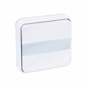 BOUTON POUSSOIR-PORTE ETIQUETTE-LUMINEUX-OXXO-EUROHM-BLANC-ETANCHE-ENCASTREE