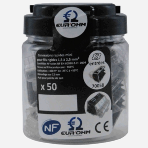 EUR'OHM-Borne-de-connexion-rapide-Fast-Lock-8-entrées-1,5-2,5-mm²-24A-400V-gris-transparent-50-pièces-connexion-électrique-sécurisée-installation-rapide​