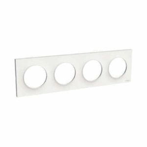 fiable-moderne-économique-esthétique-design-durable-pratique-élégant-simple-innovant-compact-robuste-accessible-polyvalent-intemporel-sécurisé-adaptable-stylé-essentiel-schneider-odace-plaque-de-finition-4-postes-troues-blanc