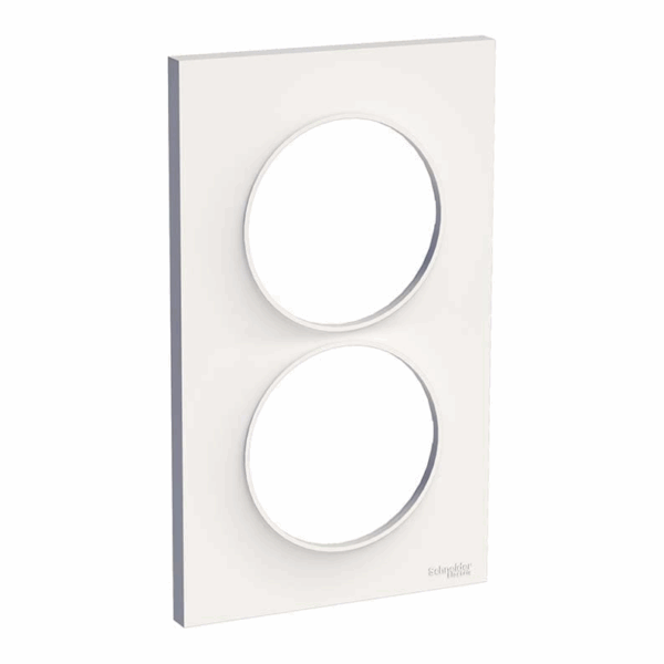 fiable-moderne-économique-esthétique-design-durable-pratique-élégant-simple-innovant-compact-robuste-accessible-polyvalent-intemporel-sécurisé-adaptable-stylé-essentiel-schneider-odace-plaque-de-finition-blanc-rénovation-spécial-2-postes-troues
