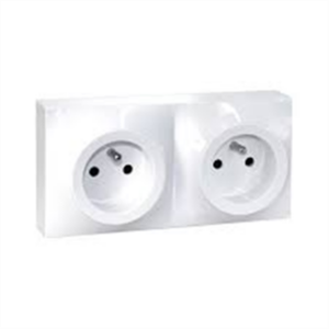 EUR'OHM Dune - Double prise de courant 2p+t pré-cablée saillie blanc - 60963