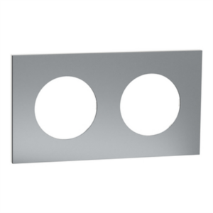 SCHNEIDER ODACE METAL - Plaque de finition 2 postes titane support blanc
