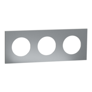 SCHNEIDER ODACE METAL - Plaque de finition 3 postes titane support blanc