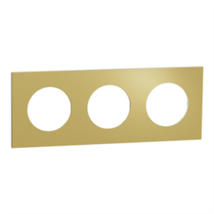 SCHNEIDER ODACE METAL - Plaque de finition 3 postes laiton support blanc