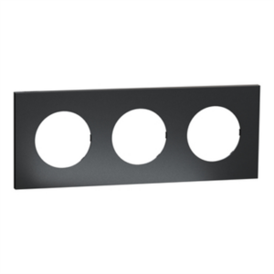 SCHNEIDER ODACE METAL - Plaque de finition 3 postes perle noire support noir