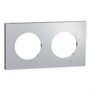 SCHNEIDER ODACE METAL - Plaque de finition 2 postes aluminium support noir