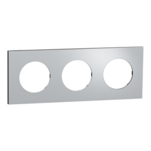 SCHNEIDER ODACE METAL - Plaque de finition 3 postes aluminium support noir