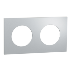 SCHNEIDER ODACE METAL - Plaque de finition 2 postes aluminium support blanc