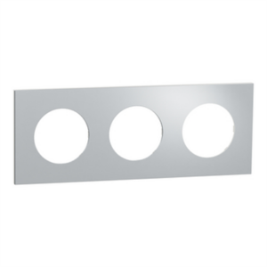 SCHNEIDER ODACE METAL - Plaque de finition 3 postes aluminium support blanc