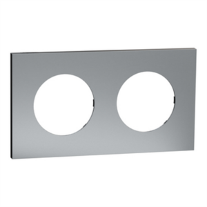 SCHNEIDER ODACE METAL - Plaque de finition 2 postes titane support noir