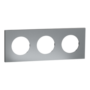 SCHNEIDER ODACE METAL - Plaque de finition 3 postes titane support noir