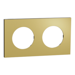 SCHNEIDER ODACE METAL - Plaque de finition 2 postes laiton support noir