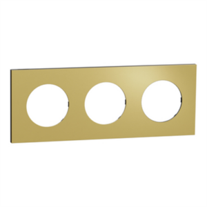 SCHNEIDER ODACE METAL - Plaque de finition 3 postes laiton support noir