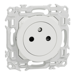 SCHNEIDER ODACE - Prise de courant 2P+T affleurante auto blanc craie - S920052