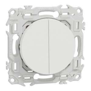 SCHNEIDER ODACE - Double va et vient ou poussoir blanc craie - S920214