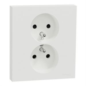 SCHNEIDER ODACE - Double prise de courant 2P+T + plaque 1 poste blanc