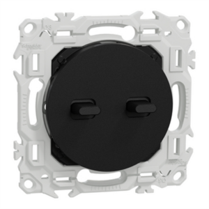 SCHNEIDER ODACE - Double va et vient ou poussoir à levier noir onyx - S940213