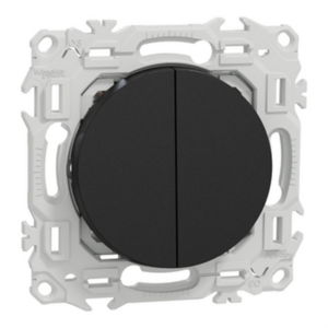 SCHNEIDER ODACE - Double va et vient ou poussoir noir onyx - S940214