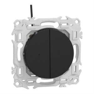 SCHNEIDER ODACE - Double va et vient ou poussoir à voyant noir onyx - S940273