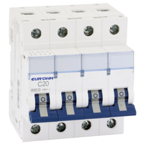 EUR'OHM - Disjoncteur 4P 20A courbe C connexion vis/vis 6kA NF - 20346
